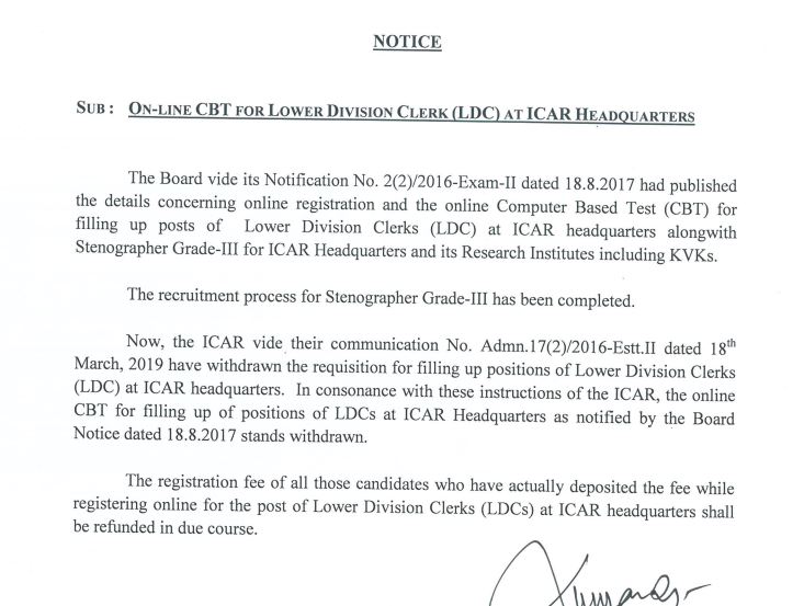 Update on ASRB LDC 2017 Recruitment